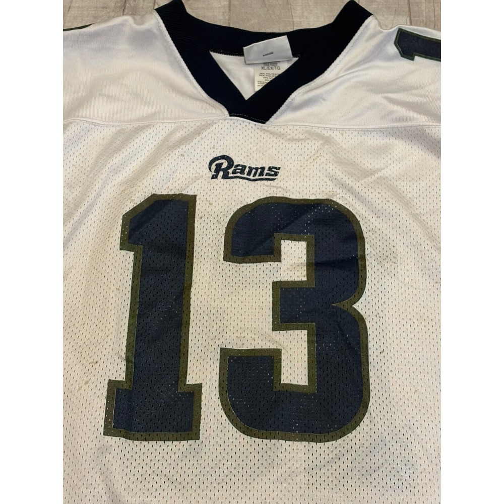 Vintage Puma St. Louis Rams Kurt Warner 13 NFL Jersey Mens XL White Navy Gold